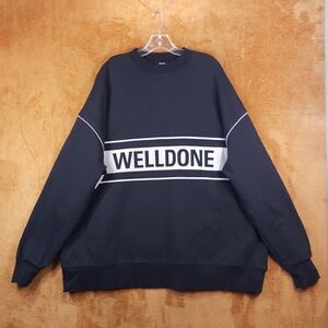 WE11DONE Sweatshirt Adult Black Pullover Crew Reflective Logo Oversized One Size